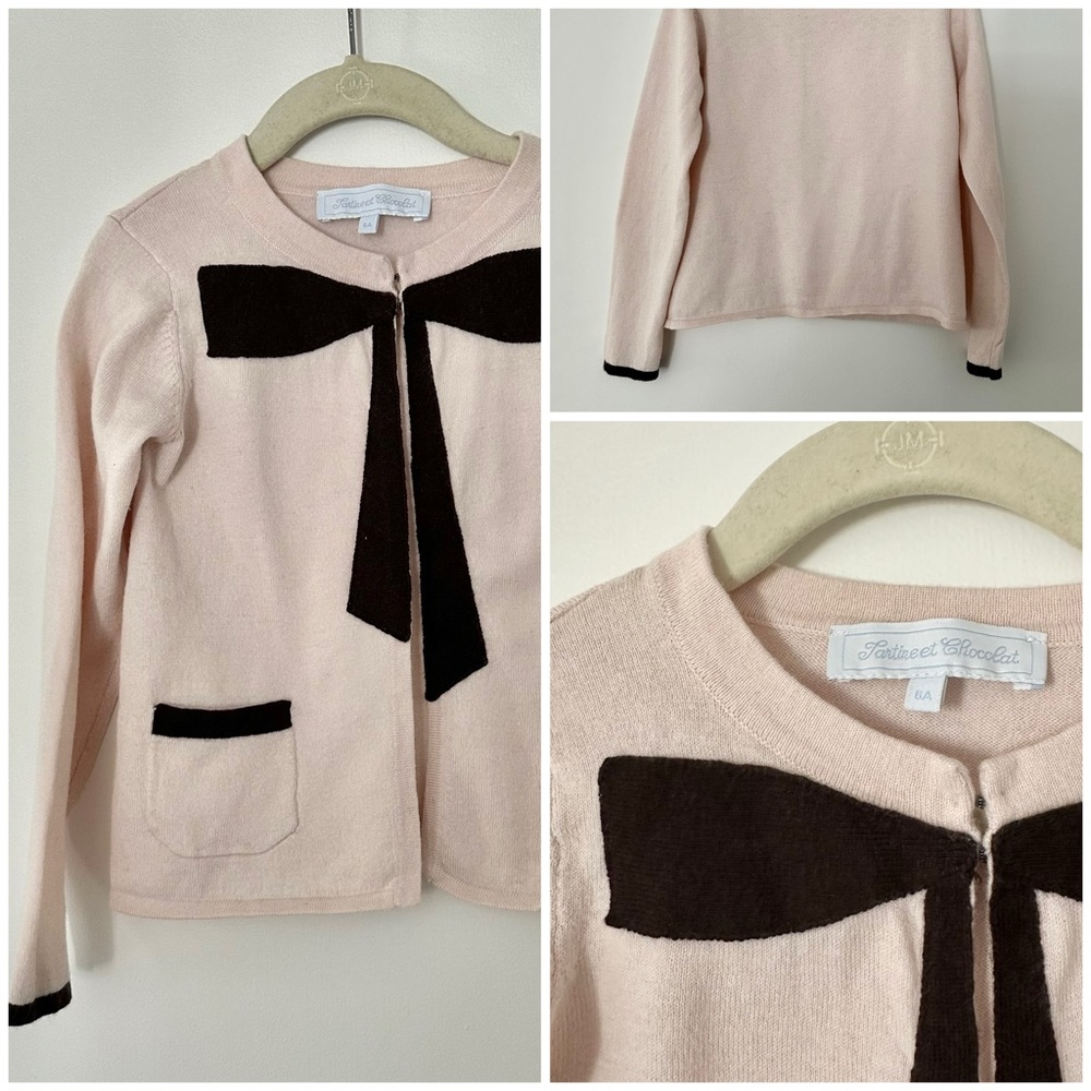 Tartine et Chocolat Bow Cashmere Cardigan